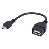 Connectique - Alimentation Cable- OTG.USB 2.0- USB A socle.USB B micro prise- nickele- noir