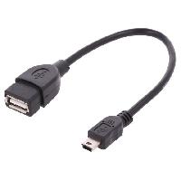 Connectique - Alimentation Cable- OTG.USB 2.0- USB A socle.USB B mini prise- 0.2m- noir