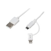 Connectique - Alimentation Cable prise Apple Lightning USB A male USB B micro prise male 1m - Blanc