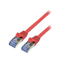 Connectique - Alimentation Cable reseau RJ45 male S-FTP Cat 6a rouge- 10m