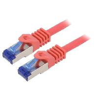 Connectique - Alimentation Cable reseau RJ45 male S-FTP Cat 6a rouge- 5m
