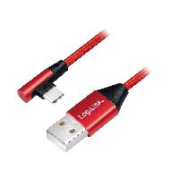 Connectique - Alimentation Cable USB 2.0 USB A male USB C prise male angulaire 1m - Rouge