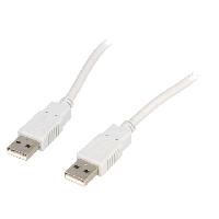 Connectique - Alimentation Cable- USB 2.0- USB A prise.de deux cotes- 3m- gris clair