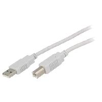 Connectique - Alimentation Cable USB 2.0 USB A prise male USB B prise male 3m - Gris clair