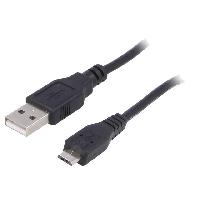Connectique - Alimentation Cable- USB 2.0- USB A prise.USB B micro prise- nickele- 1m- noir