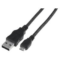 Connectique - Alimentation Cable- USB 2.0- USB A prise.USB B micro prise- nickele- 3m- noir