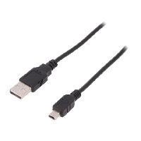 Connectique - Alimentation Cable- USB 2.0- USB A prise.USB B mini prise- nickele- 1.8m- noir