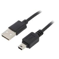 Connectique - Alimentation Cable- USB 2.0- USB A prise.USB B mini prise- nickele- 1.8m- noir