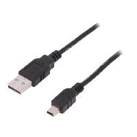 Connectique - Alimentation Cable- USB 2.0- USB A prise.USB B mini prise- nickele- 3m- noir