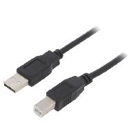 Connectique - Alimentation Cable- USB 2.0- USB A prise.USB B prise- nickele- 3m- noir