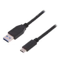 Connectique - Alimentation Cable- USB 2.0- USB A prise.USB C prise- nickele- 1m- noir