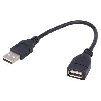 Connectique - Alimentation Cable- USB 2.0- USB A socle.USB A prise- nickele- 0.15m- noir