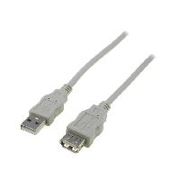 Connectique - Alimentation Cable- USB 2.0- USB A socle.USB A prise- nickele- 1.8m- gris
