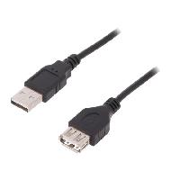 Connectique - Alimentation Cable- USB 2.0- USB A socle.USB A prise- nickele- 3m- noir