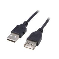 Connectique - Alimentation Cable- USB 2.0- USB A socle.USB A prise- nickele- 3m- noir