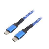 Connectique - Alimentation Cable USB 2.0 USB C prise male des deux cotes 1.8m - Bleu