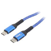 Connectique - Alimentation Cable USB 2.0 USB C prise male des deux cotes 1m - Bleu