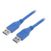 Connectique - Alimentation Cable- USB 3.0- USB A prise.de deux cotes- nickele- 1.8m- bleu