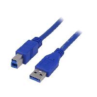 Connectique - Alimentation Cable- USB 3.0- USB A prise.USB B prise- nickele- 1.8m- bleu
