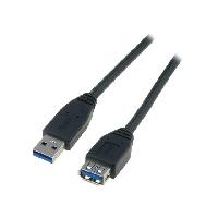 Connectique - Alimentation Cable- USB 3.0- USB A socle.USB A prise- nickele- 3m- noir