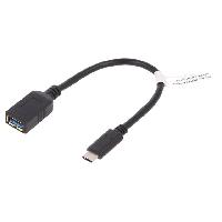 Connectique - Alimentation Cable- USB 3.0- USB A socle.USB C prise- nickele- 150mm- noir