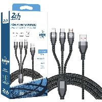 Connectique - Alimentation Cable USB-A triple connectiques Micro Usb Type C Lightning