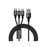 Connectique - Alimentation Cable USB vers 3 connectiques Micro Usb Type C Lightning - Moxie