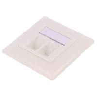 Connectique - Alimentation Plaque frontale murale RJ45 femelle coude X2 Keystone - blanc