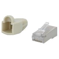 Connectique - Alimentation Prise male RJ45 Cat.5e avec manchon - Gris