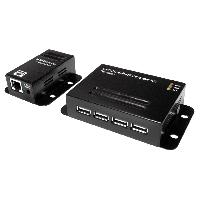 Connectique - Alimentation Prolongateur USB 2.0 Cat.5 jusqu'a 50m avec Hub 4 ports - Noir