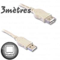 Connectique - Alimentation Rallonge USB 2.0 A Femelle vers A mAle 3m