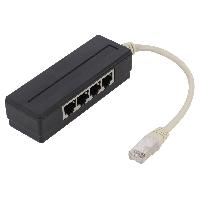 Connectique - Alimentation Repartiteur Modulaire RJ45 1 entree 4 sorties - Noir