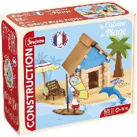 Construction - Modelisme - Maquette - Modele Reduit A Construire La Cabane de Plage 55 Pieces - JEUJURA - Jeu de Construction en Bois Naturel. Tapis et Accessoires Inclus. 22x18.5x8.5 cm