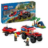 Construction - Modelisme - Maquette - Modele Reduit A Construire LEGO 60412 City Le Camion de Pompiers 4x4 et le Canot de Sauvetage. Jouet avec Bateau. Remorque et Minifigurines