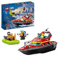 Construction - Modelisme - Maquette - Modele Reduit A Construire LEGO City 60373 Le Bateau de Sauvetage des Pompiers. Jouet Flottant. Jetpack et Minifigurines