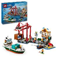 Construction - Modelisme - Maquette - Modele Reduit A Construire LEGO City 60422 Le port et le navire marchand. jouet de construction a partir de 8 ans