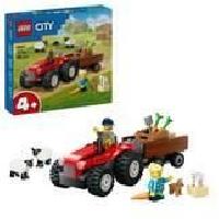 Construction - Modelisme - Maquette - Modele Reduit A Construire LEGO City 60461 Tracteur agricole rouge avec remorque et moutons - Jeu pour enfants 4 ans