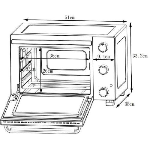 Mini-four - Rotissoire CONTINENTAL EDISON CEMF35B4 - Minifour électrique 35L noir - 1500W - Rotissoire. Convection naturelle