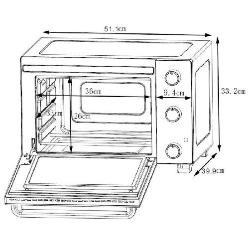 Mini-four - Rotissoire CONTINENTAL EDISON CEMF35R - Minifour électrique 35L rouge  - 1500W - Rotissoire. Convection naturelle