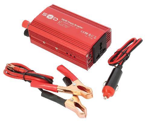 Convertisseur Auto Convertisseur 12v 230v 300w Usb 2.4a Pinces Crocodiles Cable 12v - Swiss Drive