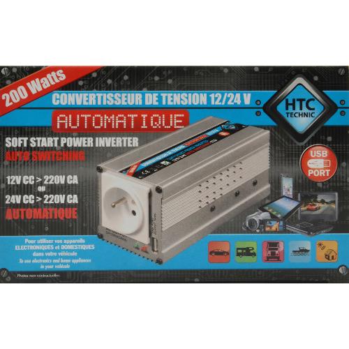 Convertisseur Auto Convertisseur 12V 24V auto 220V 240V 200W USB 2.1A