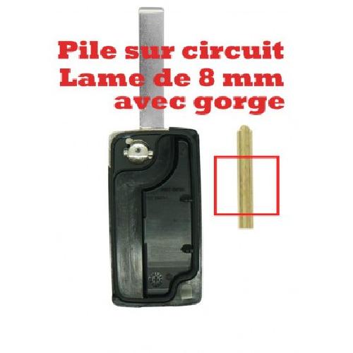 Boitier - Coque De Cle - Telecommande Coque + lame PSA 2 boutons - pile sur circuit imprime - PSA208C -