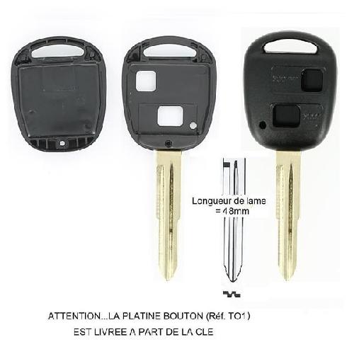 Boitier - Coque De Cle - Telecommande Coque Toyota 2 Bouton Lame Crantee