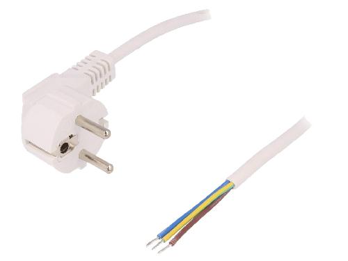 Cable D'alimentation Cordon d'alimentation avec prise male angulaire 10A 250V 1.5m - Blanc
