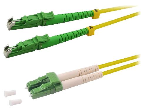 Fibres Optiques Cordon de raccordement Fibre Uniboot OS2 E2000-APC LC-APC. 3m - Vert