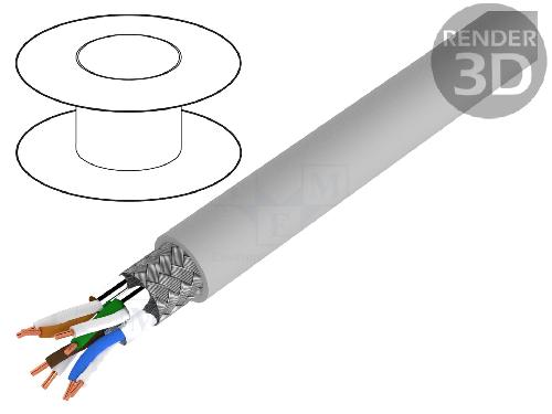 Cable - Adaptateur Reseau - Telephonie Cordon S-FTP Cat7 100m - Gris