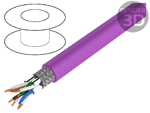 Cable - Adaptateur Reseau - Telephonie Cordon S-FTP Cat7a 500m - Violet