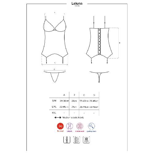 Guepieres et corsets Corsage et String Noir Laluna - L-XL