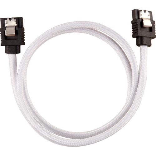 Cable D'alimentation CORSAIR Câble gainé Premium SATA 6Gbps Blanc 60cm Droit - (CC-8900253)