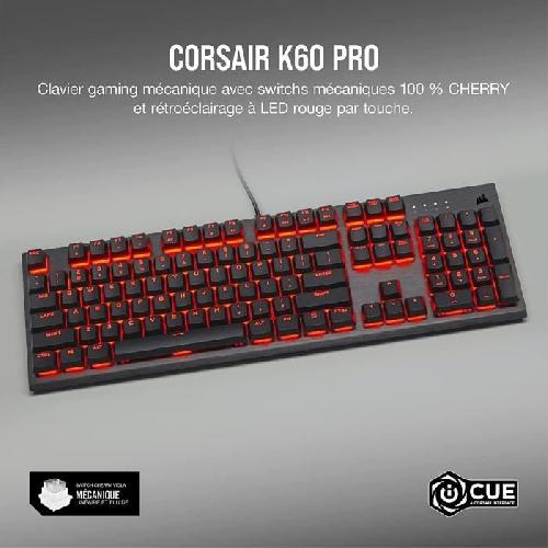 Clavier D'ordinateur CORSAIR Clavier mécanique gaming K60 PRO a LED Rouge - Azerty - Noir (CH-910D029-FR)